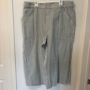Reitmans Gingham Cropped Plus Size Pants White Green 20 Spring Cottage Cotton